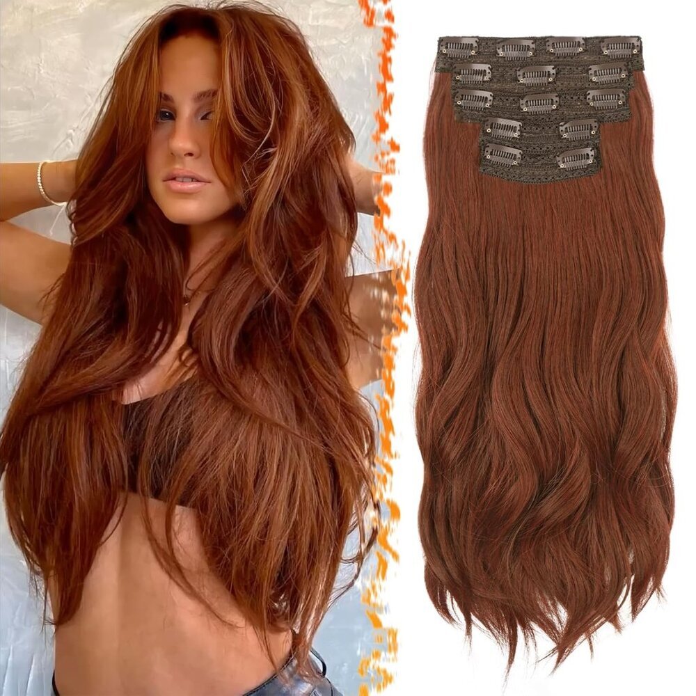 Voluminous Long Clip-In Hair Extensions in Chestnut Brown